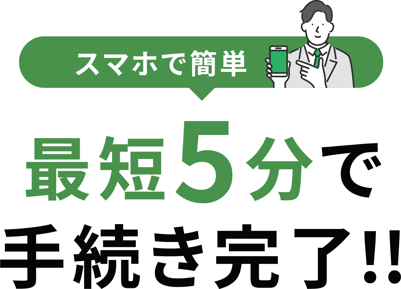 スマホで簡単 たった5分で手続き完了!!