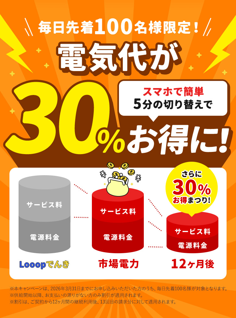 電気代が30%お得に!